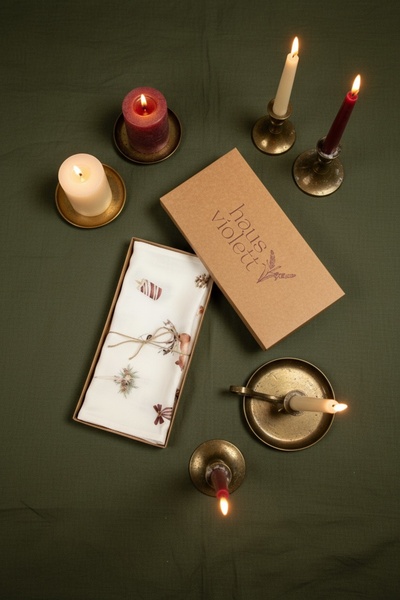 Haus Violett %100 Keten Amerikan servisi Seti – %100 Keten Christmas Noel Masası Tamamlayıcı Set Mevcut