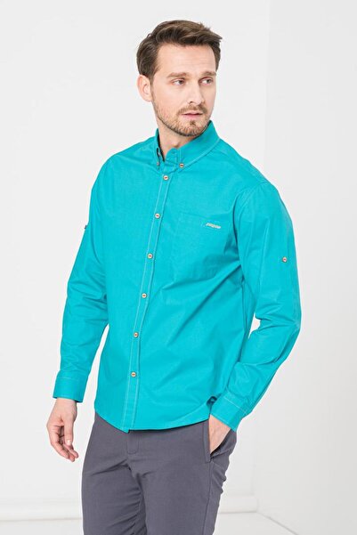 Pegas , Shirt with patch pocket on the chest, Turquoise, 2XL
