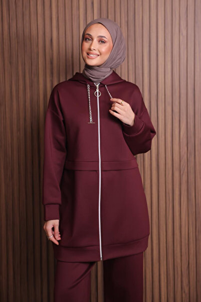 Mogi Butik Scuba Women's Chain Corded Hooded Oversized Hijab Set 3109