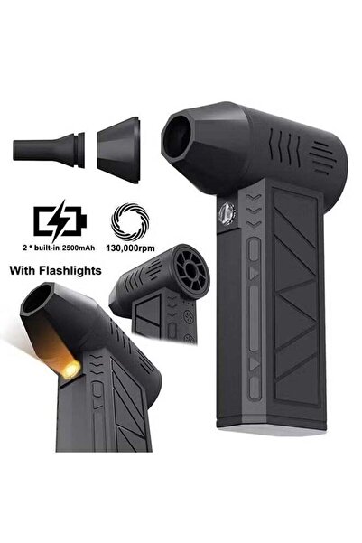 Generic منفاخ هواء مضغوط محمول صغير الحجم بسرعة 130000 دورة في الدقيقة - 2 × 2500 مللي أمبير في الساعة، 3 سرعات، LED