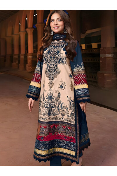 MYSMAR Mymar Blue Cotton Salwar Kameez Dupatta - ALY1002 | Blue