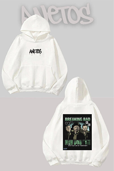 Anetos Breaking Bad 0 Бяла суитшърт с качулка и печат на гърба