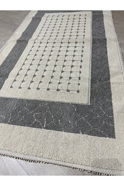 Çelsa Home Mozaik Bukle Lüks Pamuklu Kilim Gri 80 x 150 cm