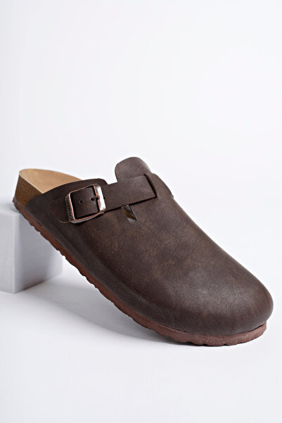 ARYAN Yen Boston Unisex Tokalı Süet Sabo Terlik | Rahat Taban Ev ve Dış Mekan Terlik