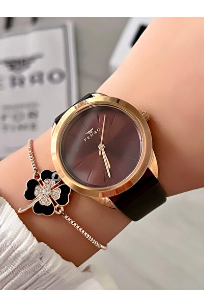 FERRO Women's Wristwatch - Double Strap - Original Product - 2 Years Warranty - Gift Bracelet - 3 Atm Water Resistant