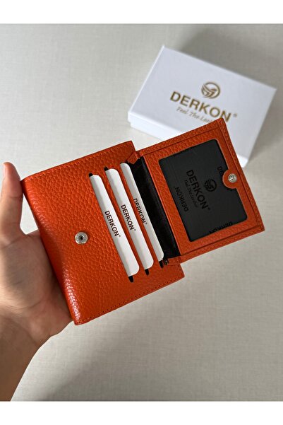 DERKON Малий гаманець з відділеннями для карток, який поміститься в будь-яку сумку, з натуральної шкіри, модель Yuhan