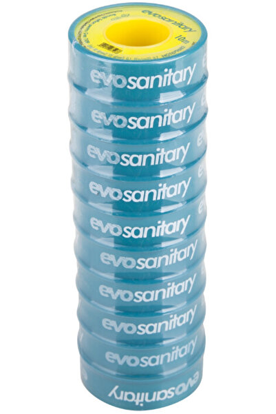 EVOSANITARY Teflon Tape for Gas 1109 - Tape length 10 m Tape width 12 mm Tape thickness 0.1 mm Density 0.7 g/cm3