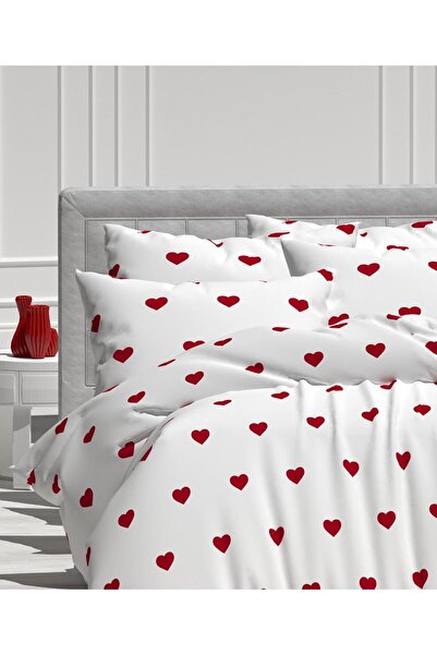 karanihome طقم غطاء لحاف مزدوج بنمط قلب