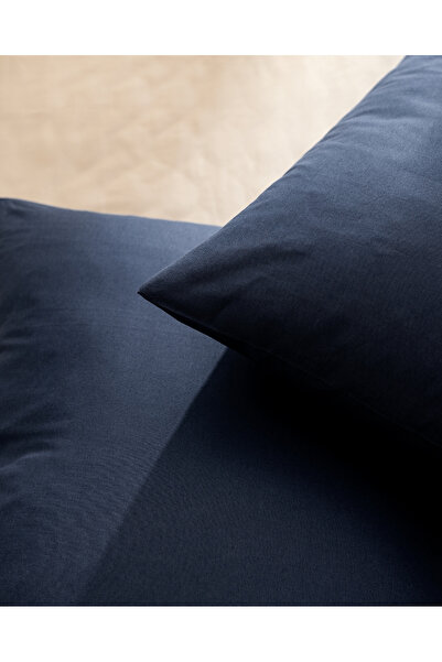 Madame Coco Manon 100% Cotton Ranforce Plain 2-Piece Pillowcase Set - Navy Blue