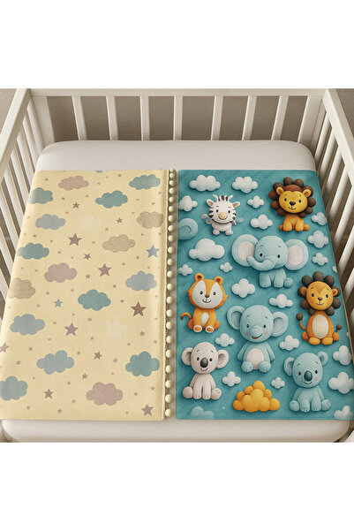 MUSGEM غطاء أطفال وملاءة من الموسلين مصنوعة من القطن 100٪ بطبقة مزدوجة وذات و...