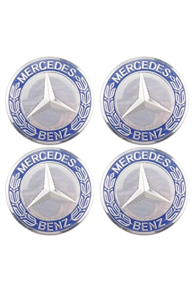 OEM Set de 4 capace centrale Mercedes de 75 mm (albastru deschis) - compatibi...