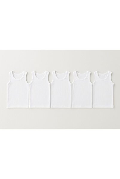 atölye kids 100% Cotton White Children's Undershirts 5-Pack – Soft, Breathable Fabric!