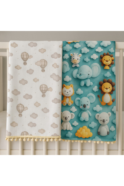 MUSGEM 100% Cotton Double Layer and Double-Sided Muslin Baby Blanket & Baby Blanket 80X90 Set of 2