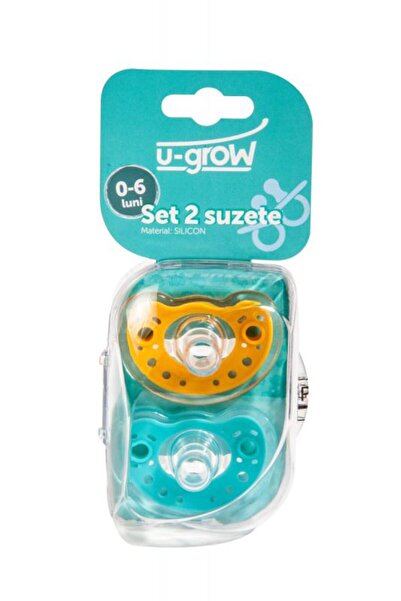 U-Grow Set de suzete din silicon Suzete, 0-6 luni, pachet de 2