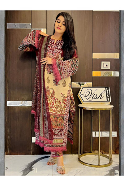 MYSMAR دوباتا سلوار قميص قطني أحمر - ALY1002 | أحمر