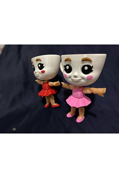 Eta3d Ballerina Cuppicino Set of 2 – Red & Pink 3D Printed Collectible Figures