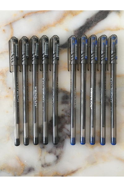 Pensan My Tech 0.7mm Ballpoint Pen 5 Blue - 5 Black (10 Pieces)