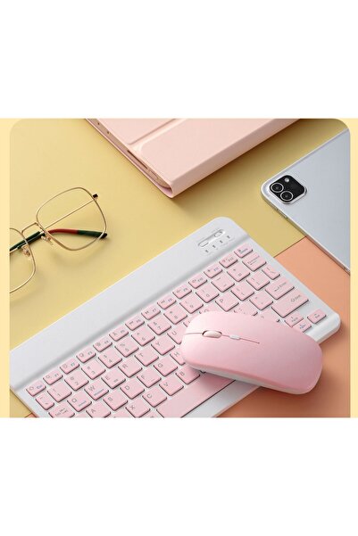 Novatis Bluetooth Kablosuz Klavye ve Mouse Seti Tablet Telefon Tüm Cihazlara Uyumlu Renkli Sessiz Tasarım