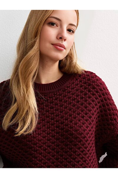 OWERALL Kadın Triko Premium Dokulu Özel Örgü Bisiklet Yaka Kazak Salaş/Oversize