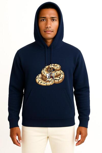 Bahriyeli Collection Худі з капюшоном Snake Ball Python Logo Blackjack з дизайном на грудях, унісекс