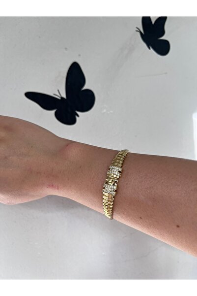 shop سوار من الفولاذ المقاوم للصدأ مطلي بالذهب ماركة ستون موديل ساطع ولامع