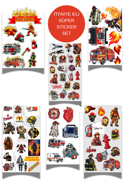 elviano 6'LI İTFAİYE AJANDAYA UYGUN STİCKER SET
