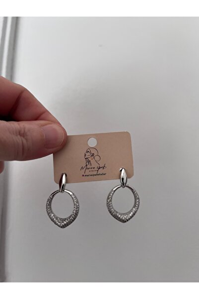 shop أقراط لامعة من الفولاذ المقاوم للصدأ بلون فضي ماركة MODEL