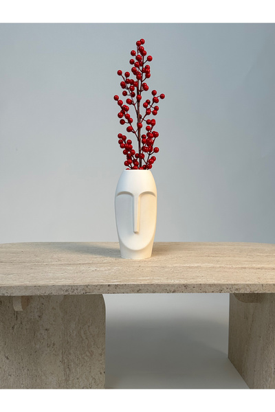 Studio Ays Beyaz Soyut Surat Vazo