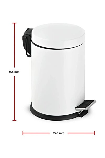 Tinsmith Paslanmaz Çelik Pedallı 12 Litre Beyaz Çöp Kovası 12 Lt Ev Ofis Bany...