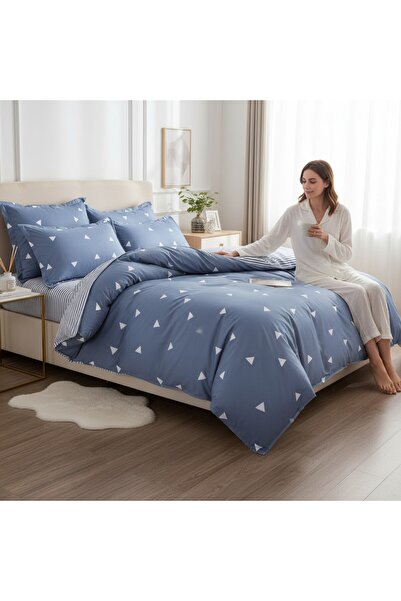 Comfort Craft Triangle Double Easy-Iron Duvet Cover Set K.Bulut Blue