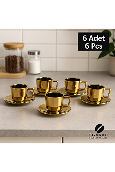 Fiyakalı Ürünler Atölyesi 6 Adet Cam ÇAY Fincan Takımı,DÜZ,BÜYÜK BOY Fincan T...