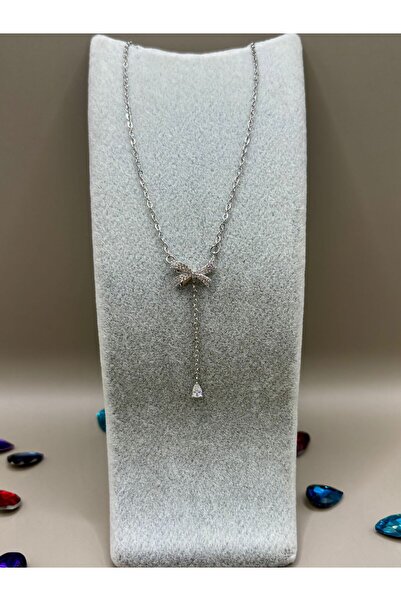 aurora dükkan قلادة سلسلة بتصميم فيونكة فولاذية