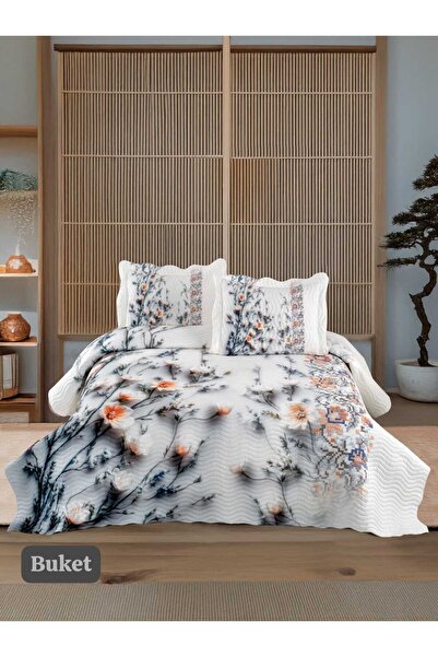 KUZEYSTİL BUKET - 3D DİJİTAL BASKILI YATAK ÖRTÜSÜ TAKIMI 3 PARÇA ÇİFT KİŞİLİK DOUBLE