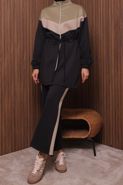 Mogi Butik طقم حجاب نسائي من قماش السكوبا مع حزام خصر مطاطي 3111