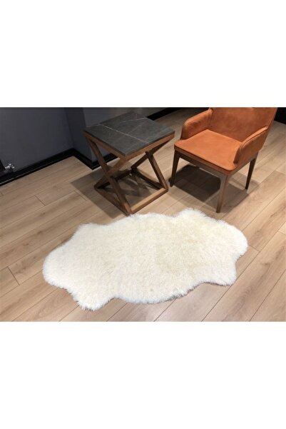 Halımax Tavşan Tüyü Kaymaz Tabanlı Krem Dekoratif Post Peluş Halı Yatak Odası...