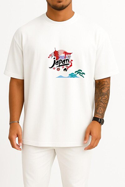 Bahriyeli Collection Tricou unisex cu design supradimensionat Mount Fuji Cher...