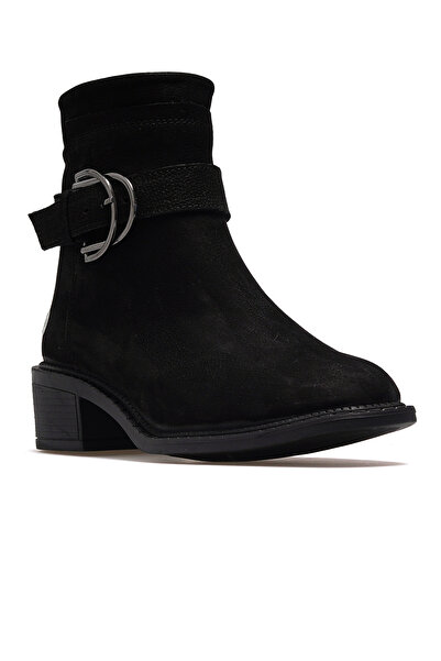 Mammamia Γυναικείες μπότες καθημερινά με τακούνι από γνήσιο δέρμα 25k D25kb-8075 Z Μαύρο Nubuck