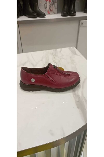 Mammamia 845 Genuine Leather Orthopedic Casual Shoes with Zipper and Saddle Detail