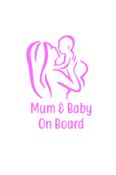 Oracal Mum and Baby on Board car sticker, 20cm, pink