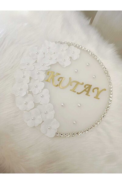 DasMiray İSİMLİ BEBEK KAPI SÜSÜ hastane kapı susu taSLI BEYAZ SADE ŞIK KAPI SÜSÜ