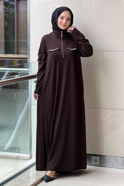 Nuss Mock Neck Half Zipper Bomb Dress