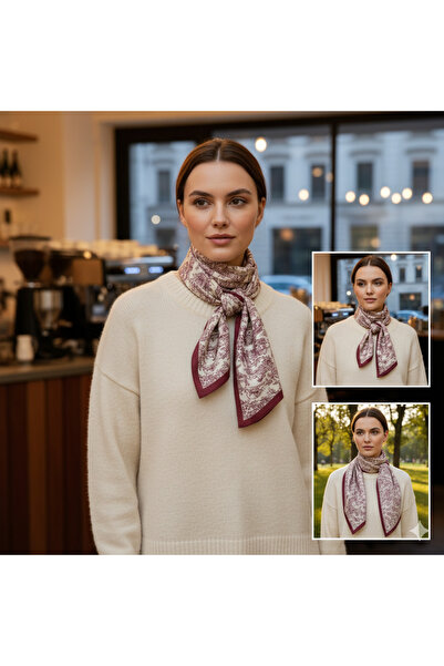 tuaipek ANİMAL NATURE Desen Şık & Zarif Kadın Aksesuarı Saten Fular 30x165cm