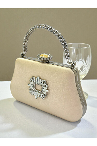 Biçanta Color Glitter Satin Crystal Stone Handle Women Evening Dress Bag Wedding Engagement Graduation