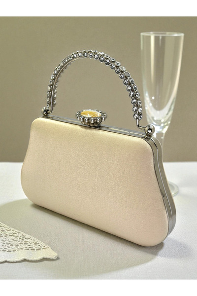 Biçanta Color Glitter Satin Crystal Stone Handle Women Evening Dress Bag Wedding Engagement Graduation