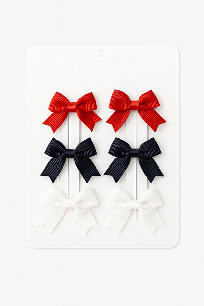 lilico Set de 6 agrafe cu fundă cu panglică pentru fetiță, multicolor, roșu, ...