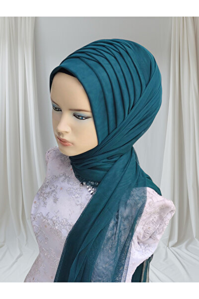 Nuray hazır duvak Emerald Green Stretchy Fabric Single Ready-Made Shawl Ready-Made Turban Ready-Made Veil