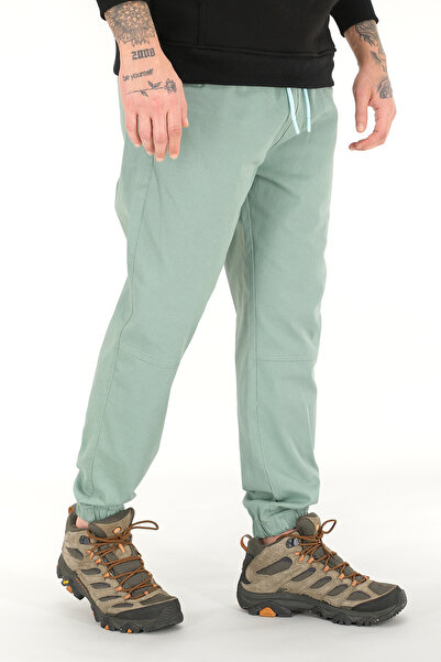 Souris Ανδρικό παντελόνι jogger με μέντα χρώμα, άνετο κομμένο βαμβακερό με ελαστικό κορδόνι στο πόδι