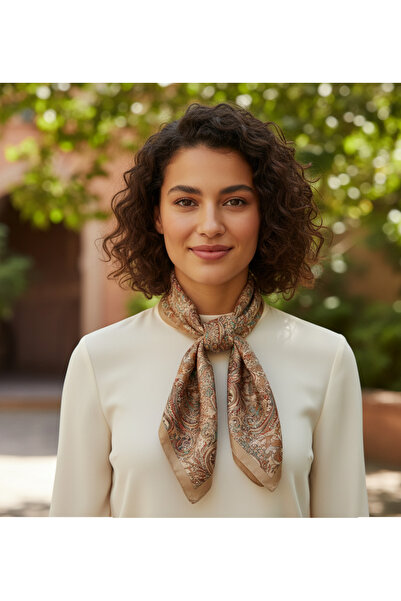 tuaipek ETNİC VİNTAGE Desen Şık & Zarif Kadın Aksesuarı Saten Fular 30x165cm