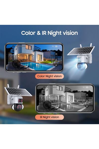 Genrics INQMEGA Solar Security Camera 3MP FHD Wi-Fi, 15000mAh Solar Powered, 360° Pan, PIR Motion Sensor, F
