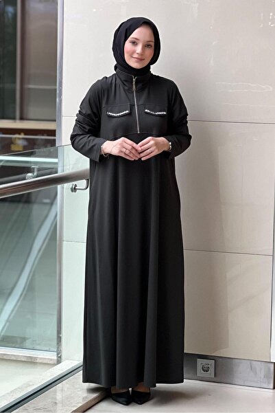 Nuss Mock Neck Half Zipper Bomb Dress